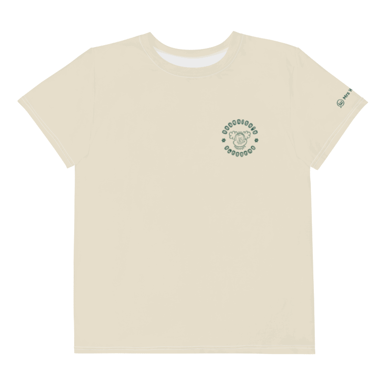 Cream-colored graphic tee with koala logo