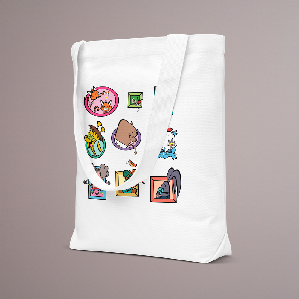 Cotton tote bag with cartoon characters