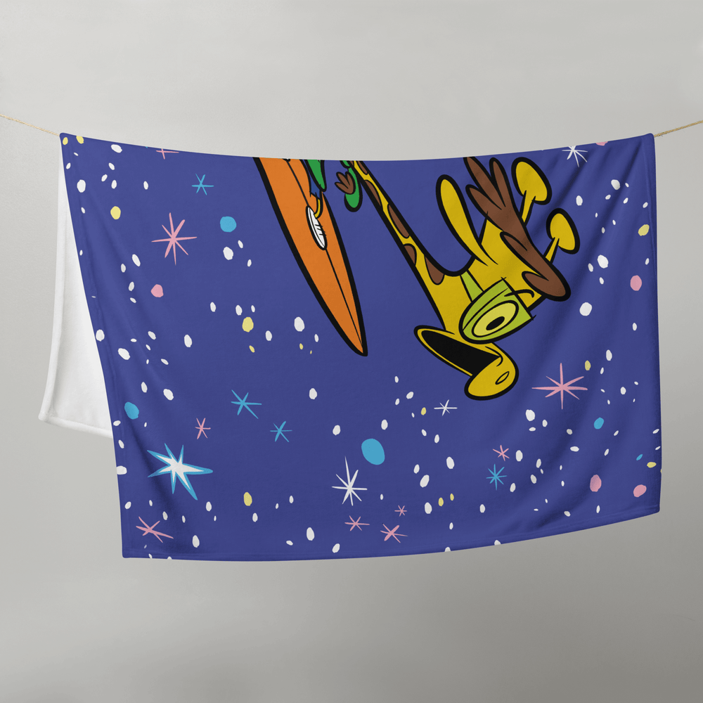 Awesome blanket with giraffe and surfboard design