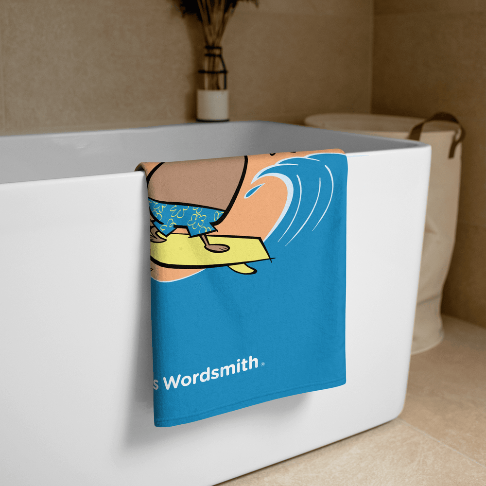 Beach towel with surfer design