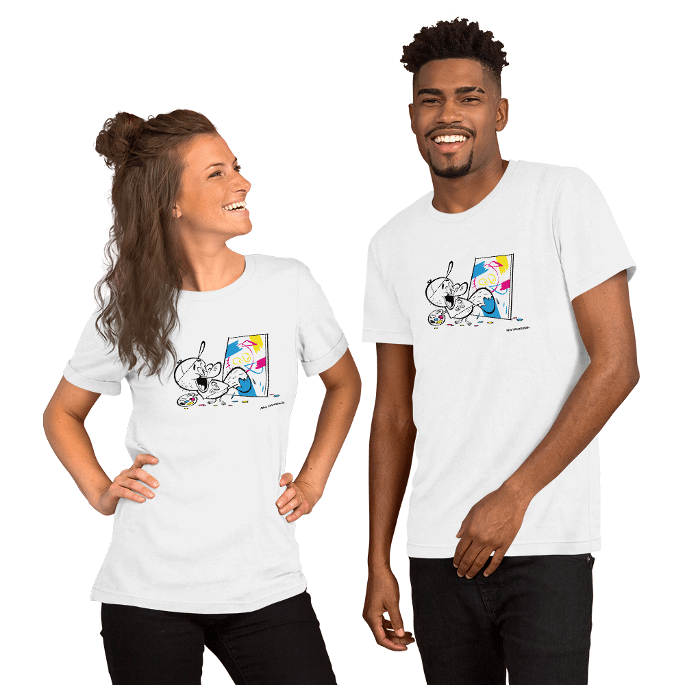 CMYK Paint Adult T-shirt with Cartoon Design