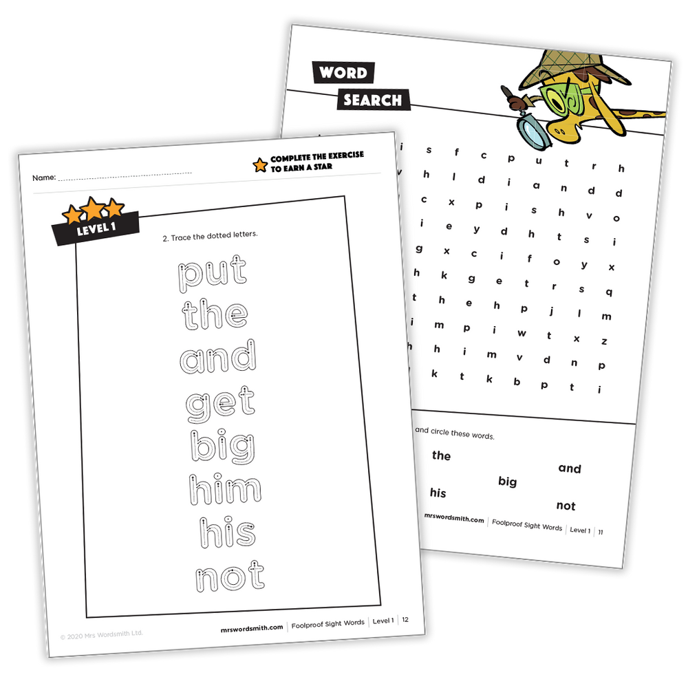 Grade 1 US sight word worksheets carousel 4