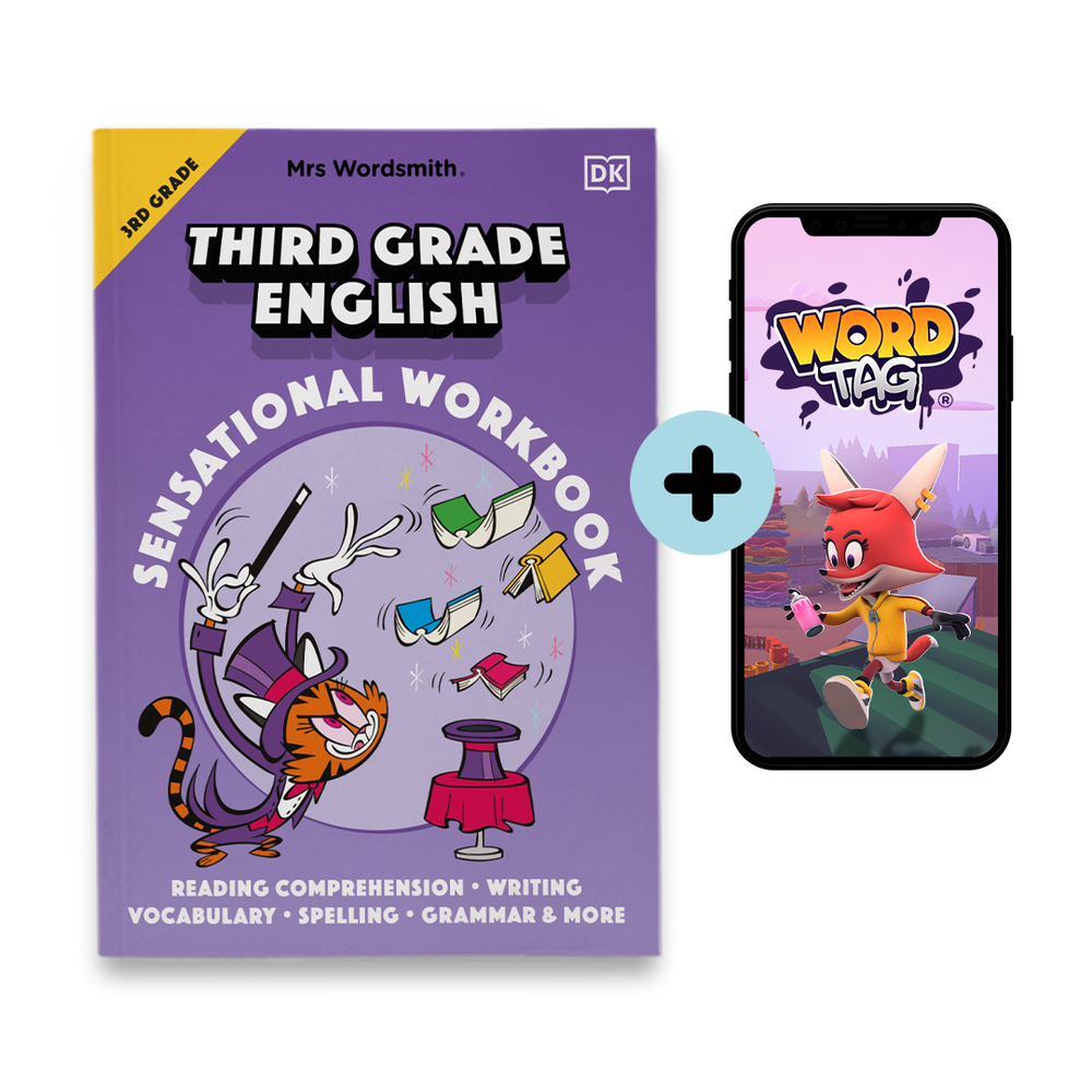 Grade 3 English workbook and Word Tag game bundle