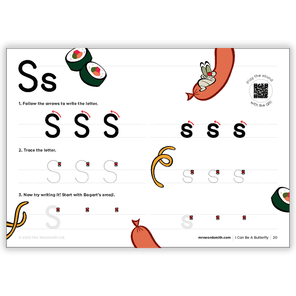 Letter S with sushi and sausage