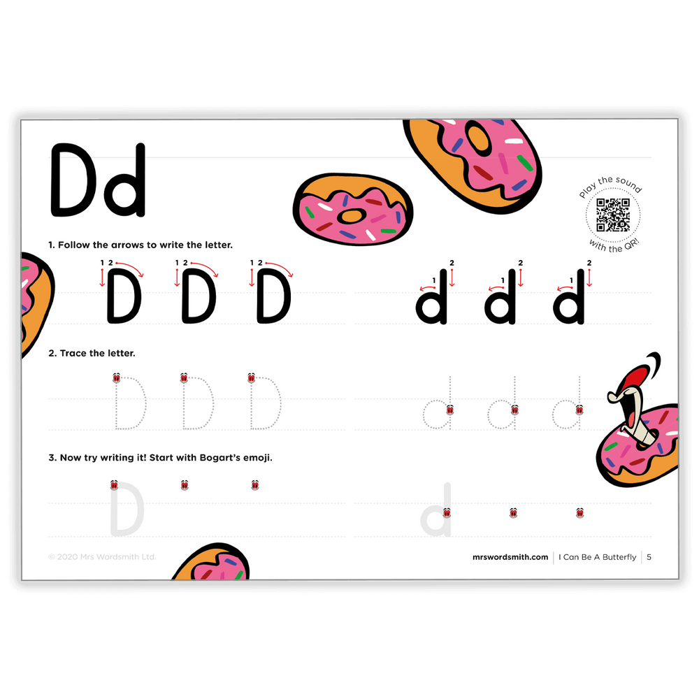 ABC Handwriting letter D tracing worksheet