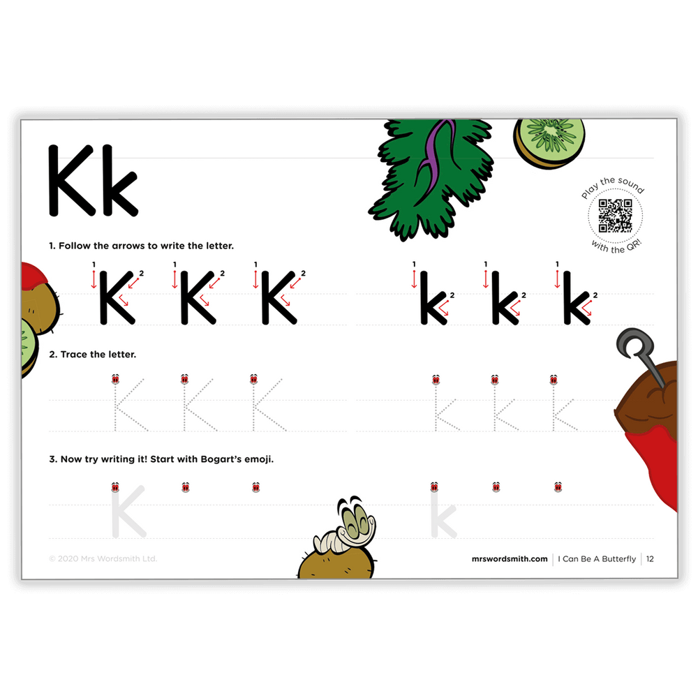 K letter writing practice sheet