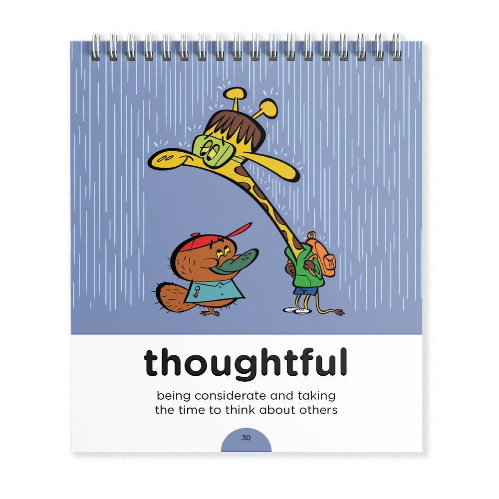 Thoughtful giraffe and platypus