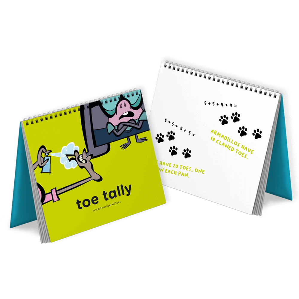 Toe Tally book with armadillo toes example