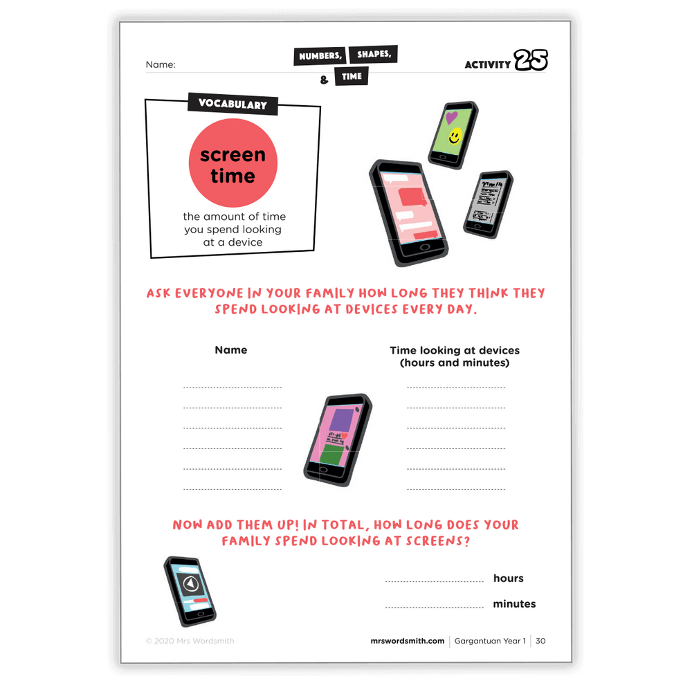 Screen time activity page with phones