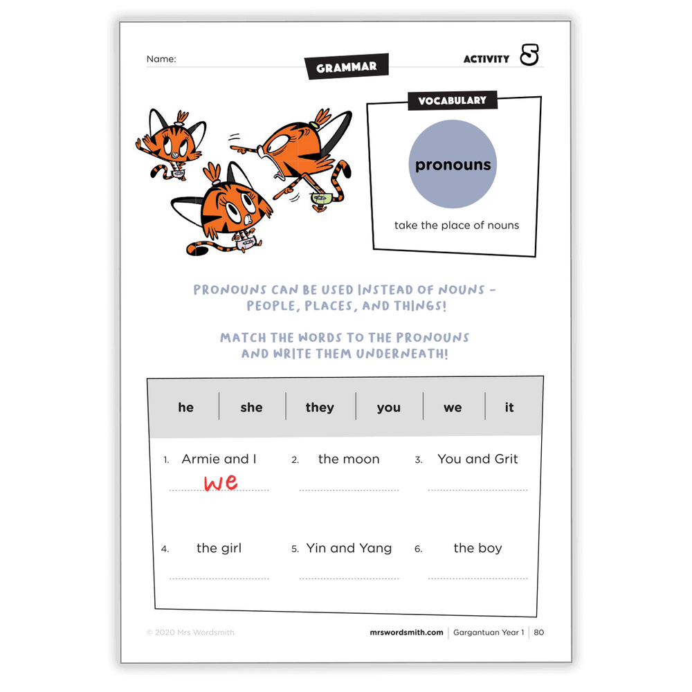 Match pronouns to words (Gargantuan Carousel 7)