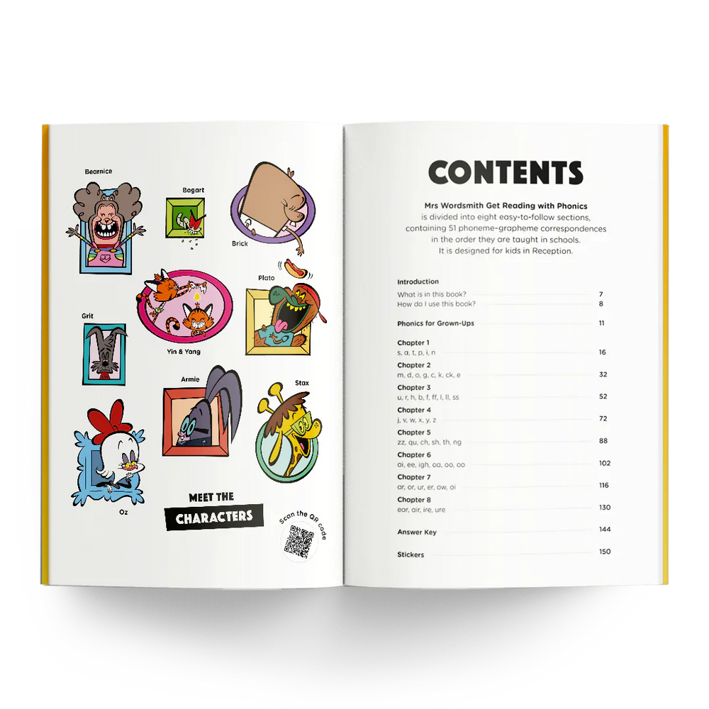 Get Reading with Phonics book carousel - Meet the Characters & Contents