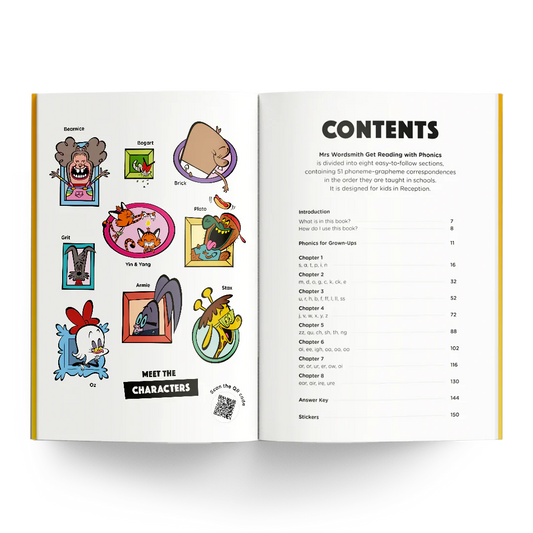 Get Reading with Phonics book carousel - Meet the Characters & Contents