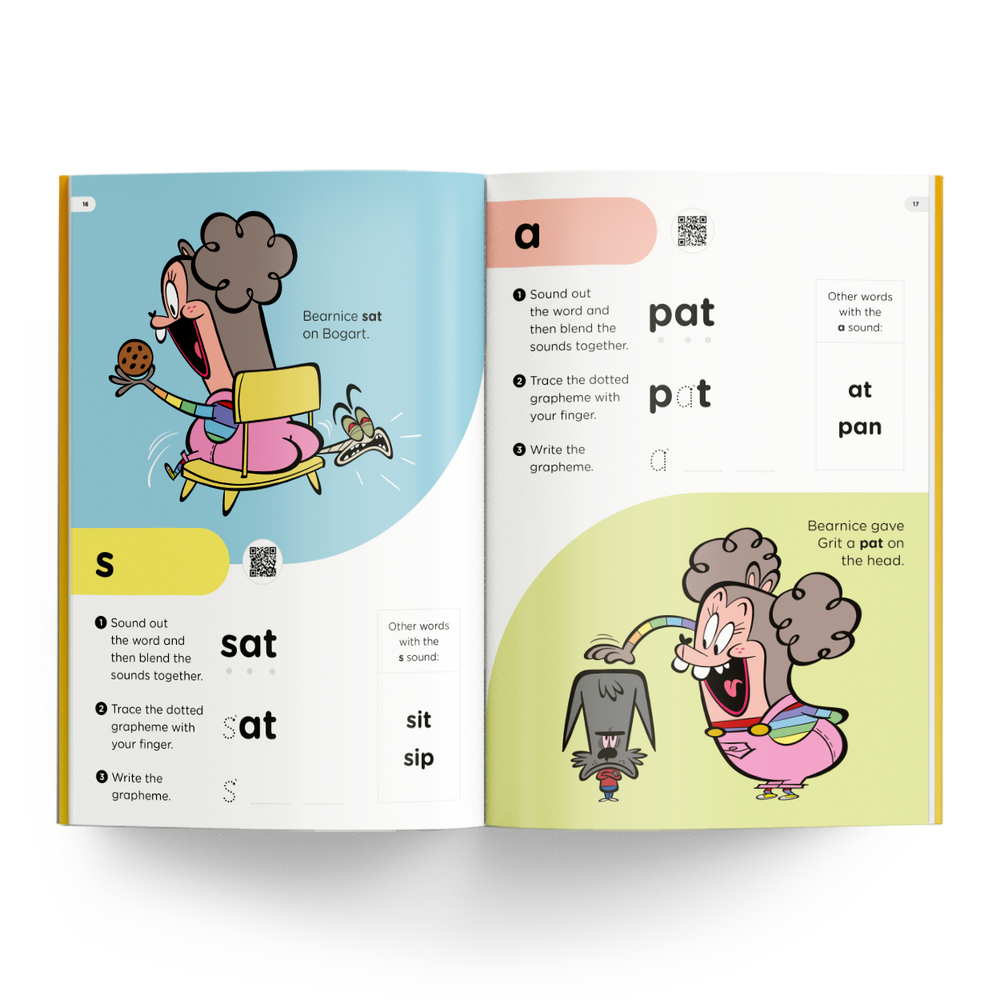 Get Reading with Phonics book carousel - sat word example