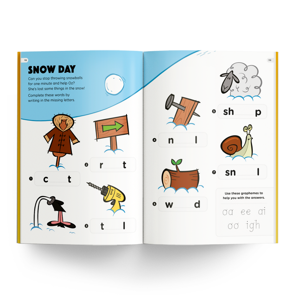 Get Reading with Phonics Snow Day activity page