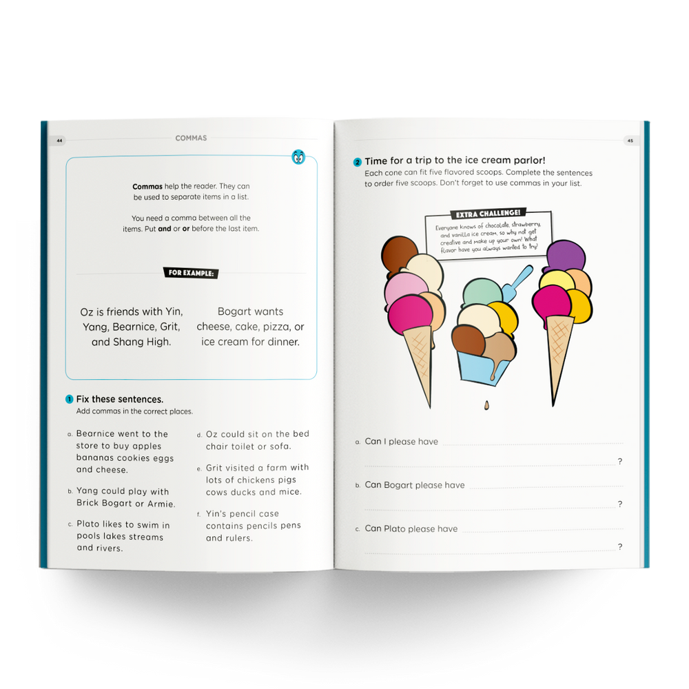 Commas and Ice Cream Parlor