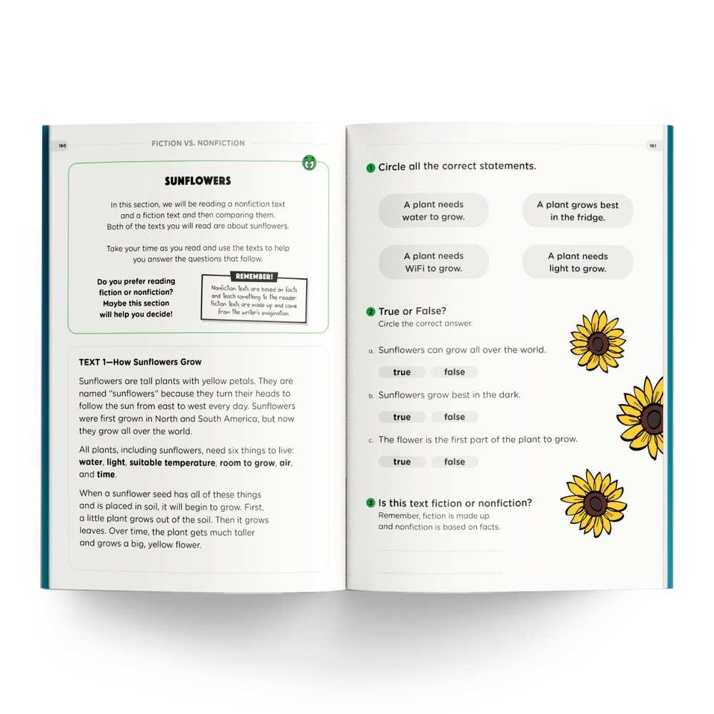 Grade 2 Monumental Workbook - Sunflowers Lesson