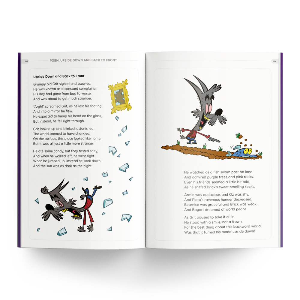 cartoon dog reading poem