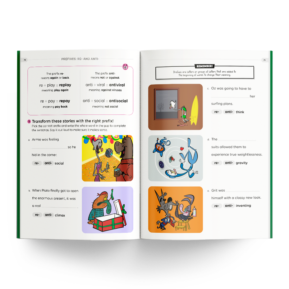 Grade 4 Humungous Workbook - Prefixes & Stories
