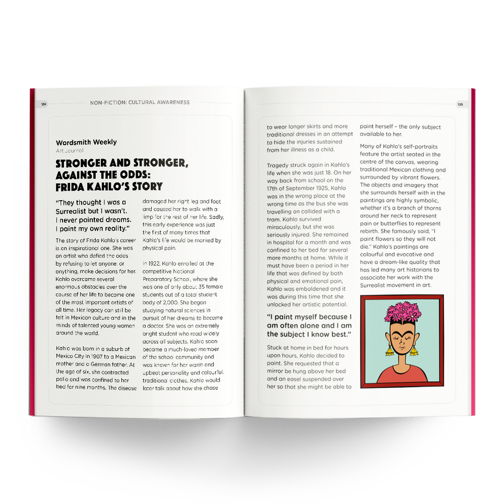 Grade 5 Frida Kahlo workbook story