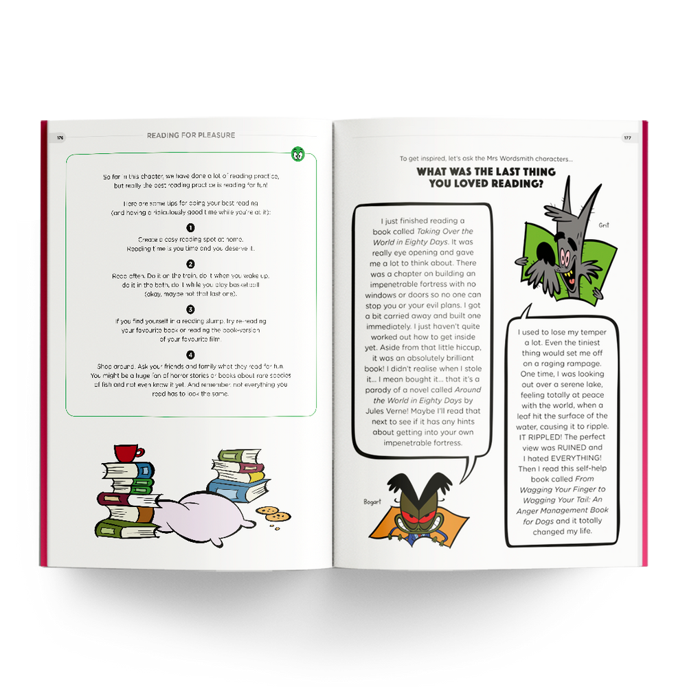 Grade 5 Stupendous Workbook open to a reading passage