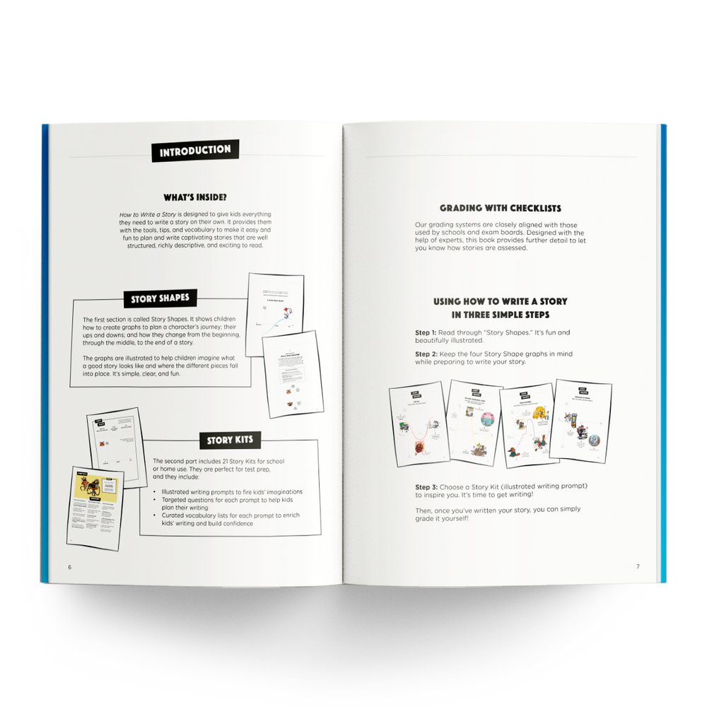 Book pages with story shapes & steps