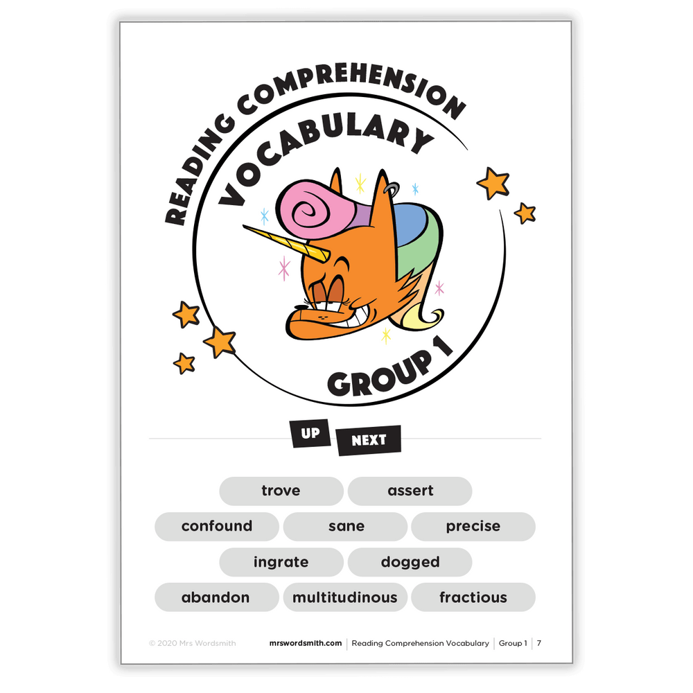 Reading Comprehension Vocabulary Group 1 - Carousel 3