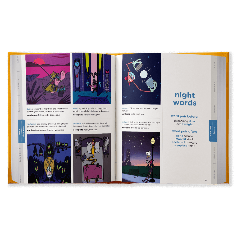 Night words in illustrated book