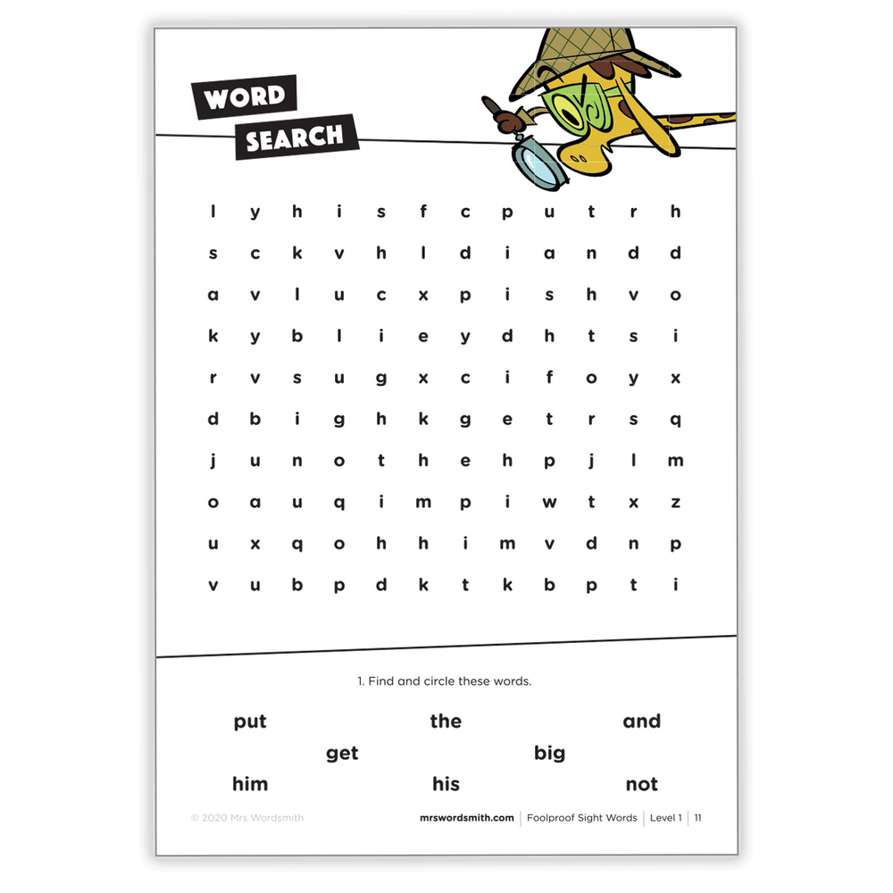 Sight Words Word Search Puzzle