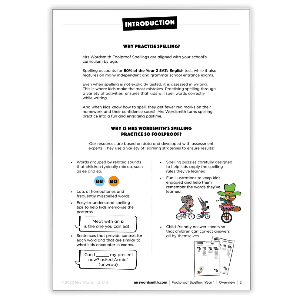 Year 1 Spelling Practice Overview
