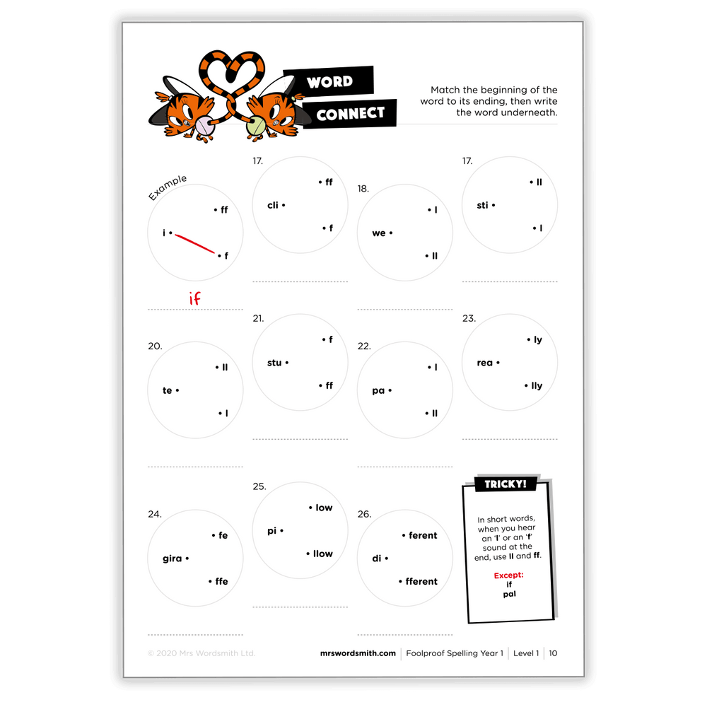Word connect activity for Year 1 students.