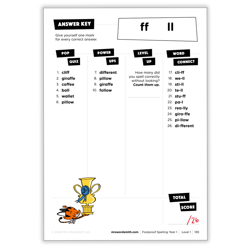 Spelling Y1 Target - ff words quiz carousel 9