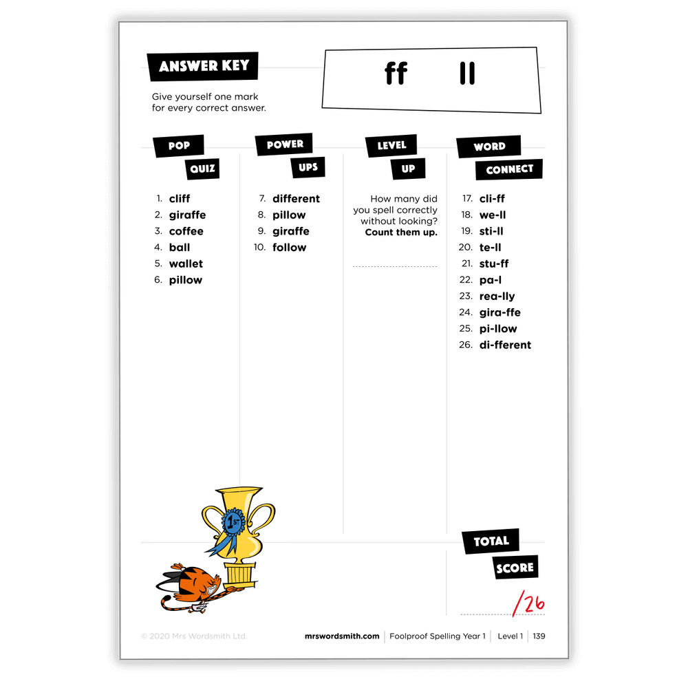 Y1 ff words quiz, Power Ups, Level Up, and Connect.