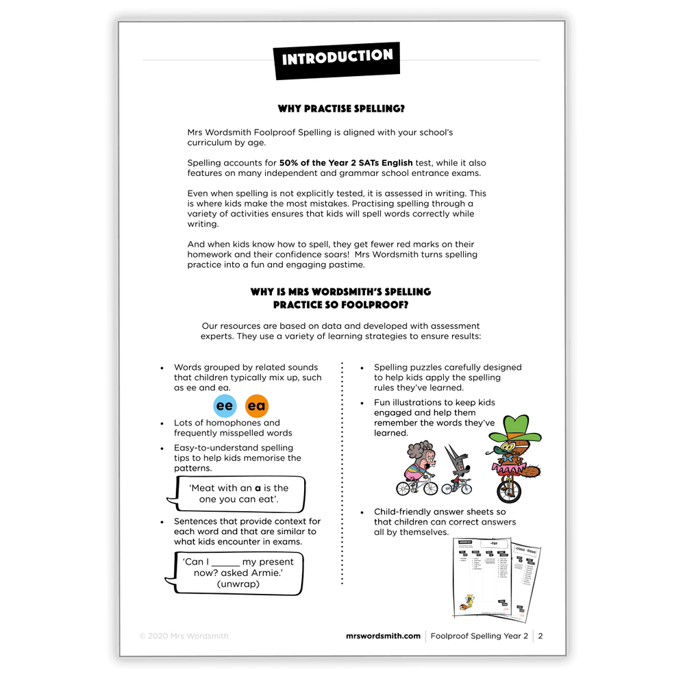 Year 2 Spelling Practice Introduction Page