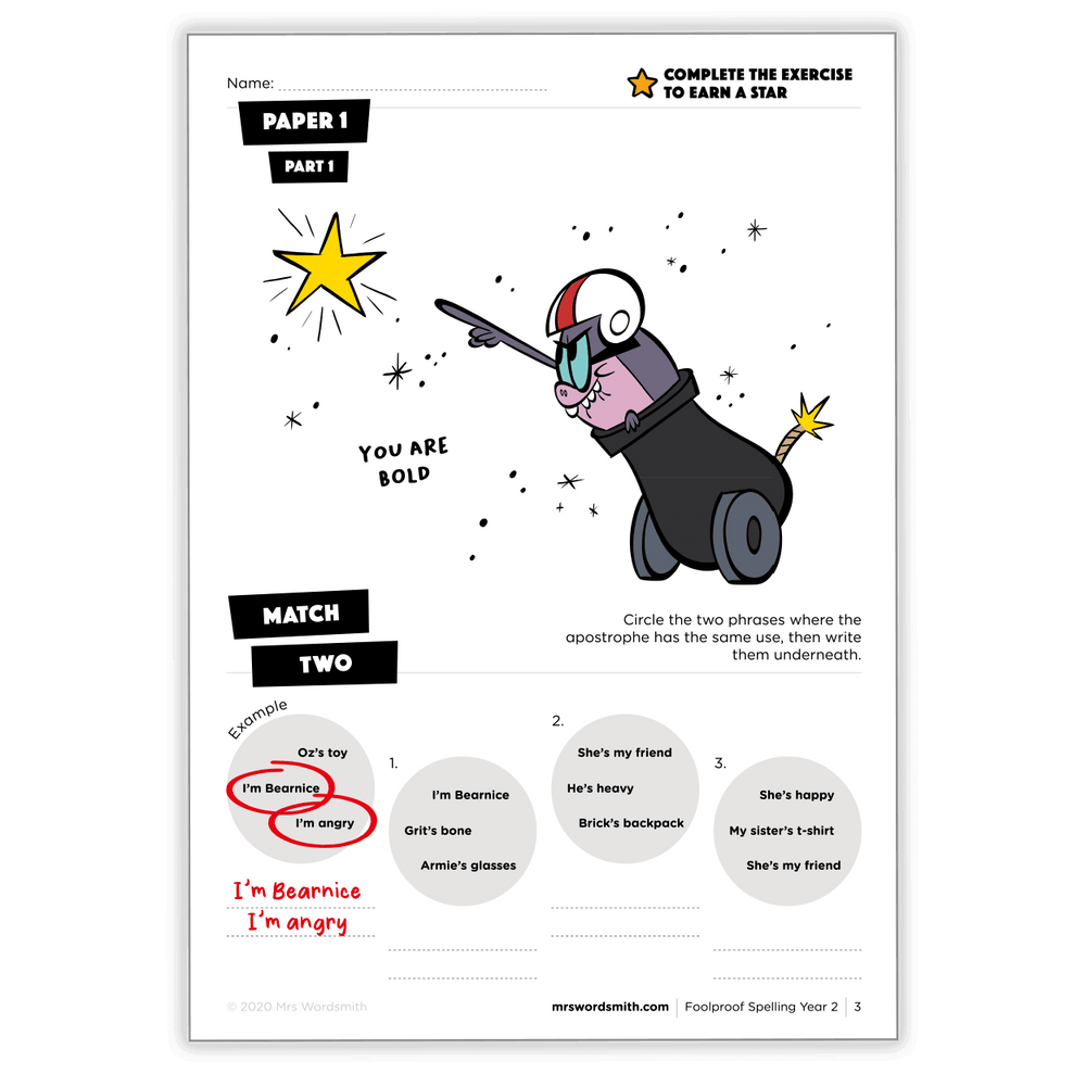 Apostrophe exercise carousel example