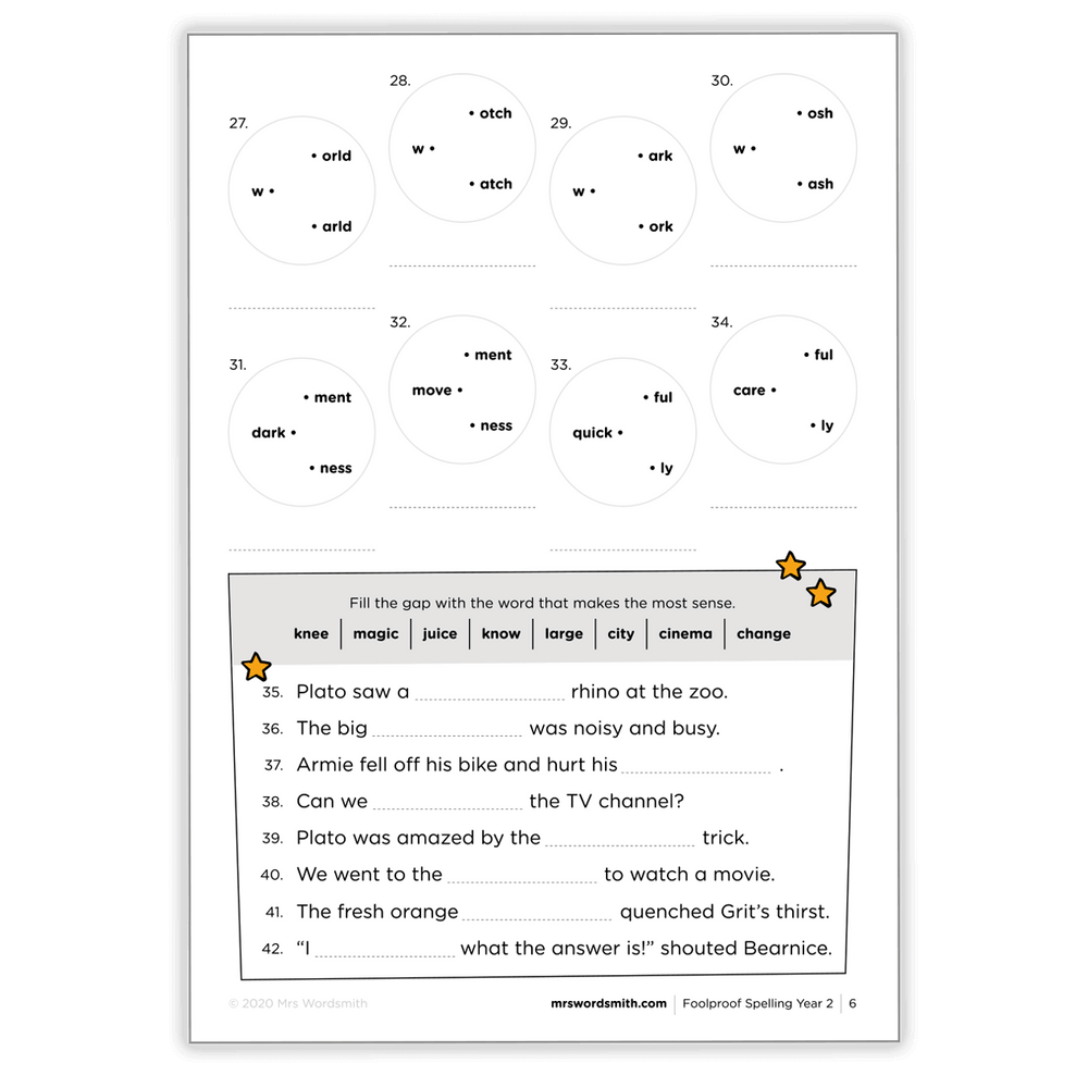 Spelling Year 2 mixed words carousel activity 7