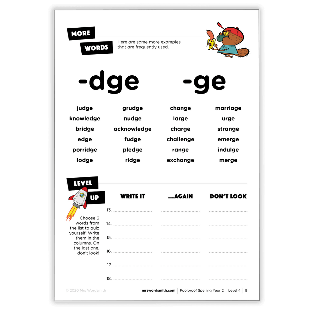'-dge and -ge words activity