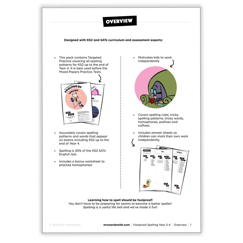 Year 3-4 Spelling Practice Pack Overview