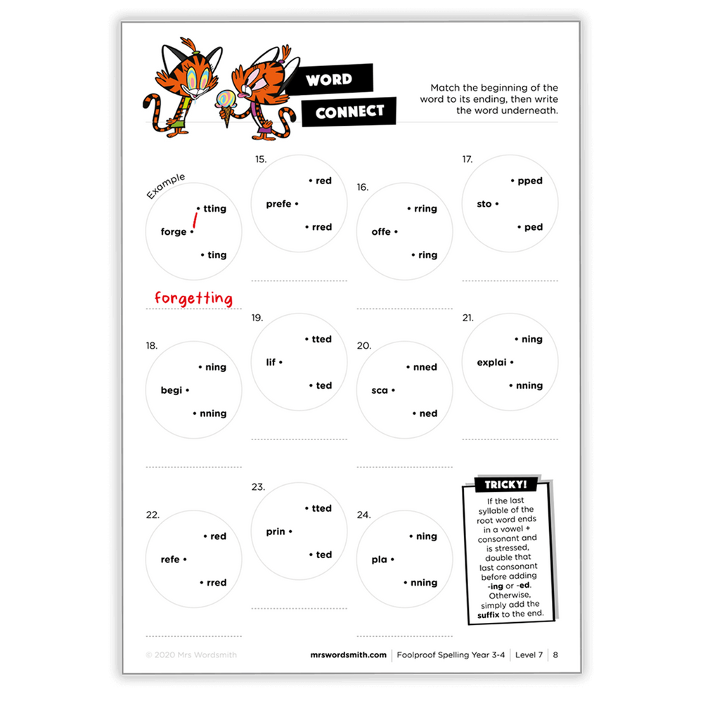 Word matching activity (Carousel 8)