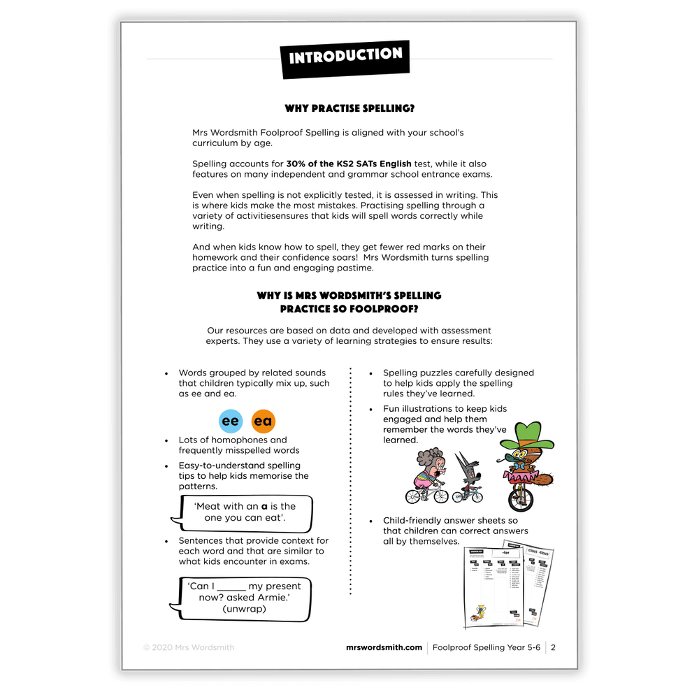 Spelling practice introduction for Y5-6 students.