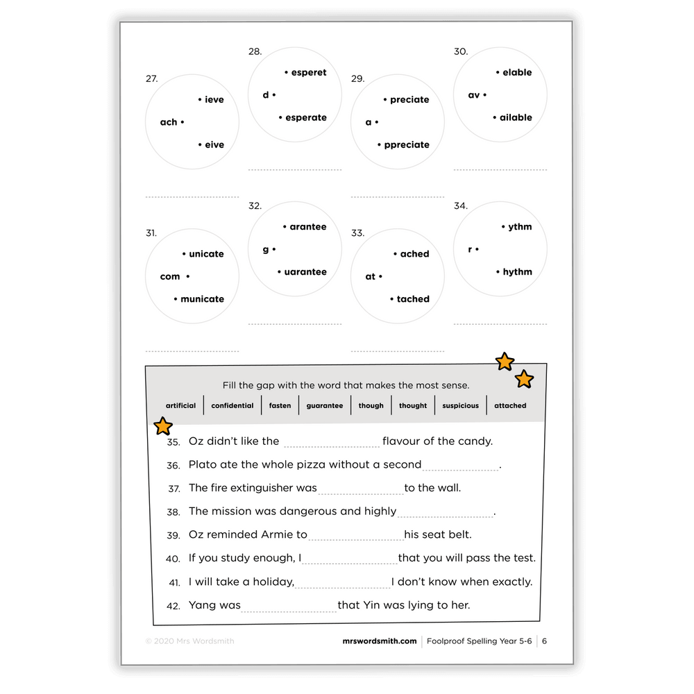 Fill-in-the-gap carousel questions