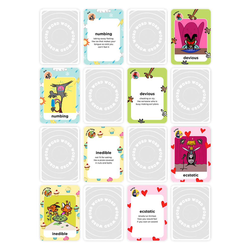 Word cards with definitions.