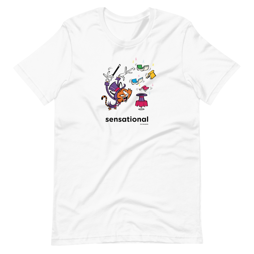 Sensational adult t-shirt with cartoon magician design