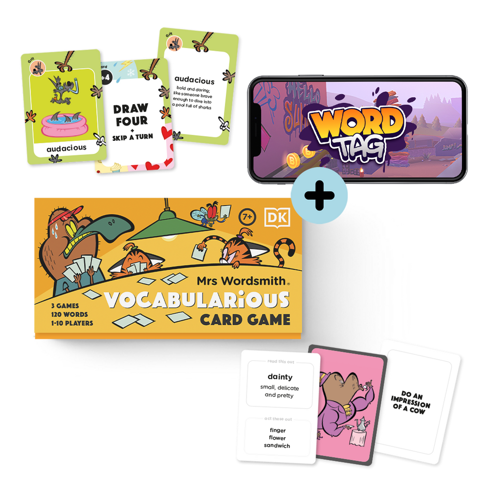 Vocabularious card game and Word Tag app