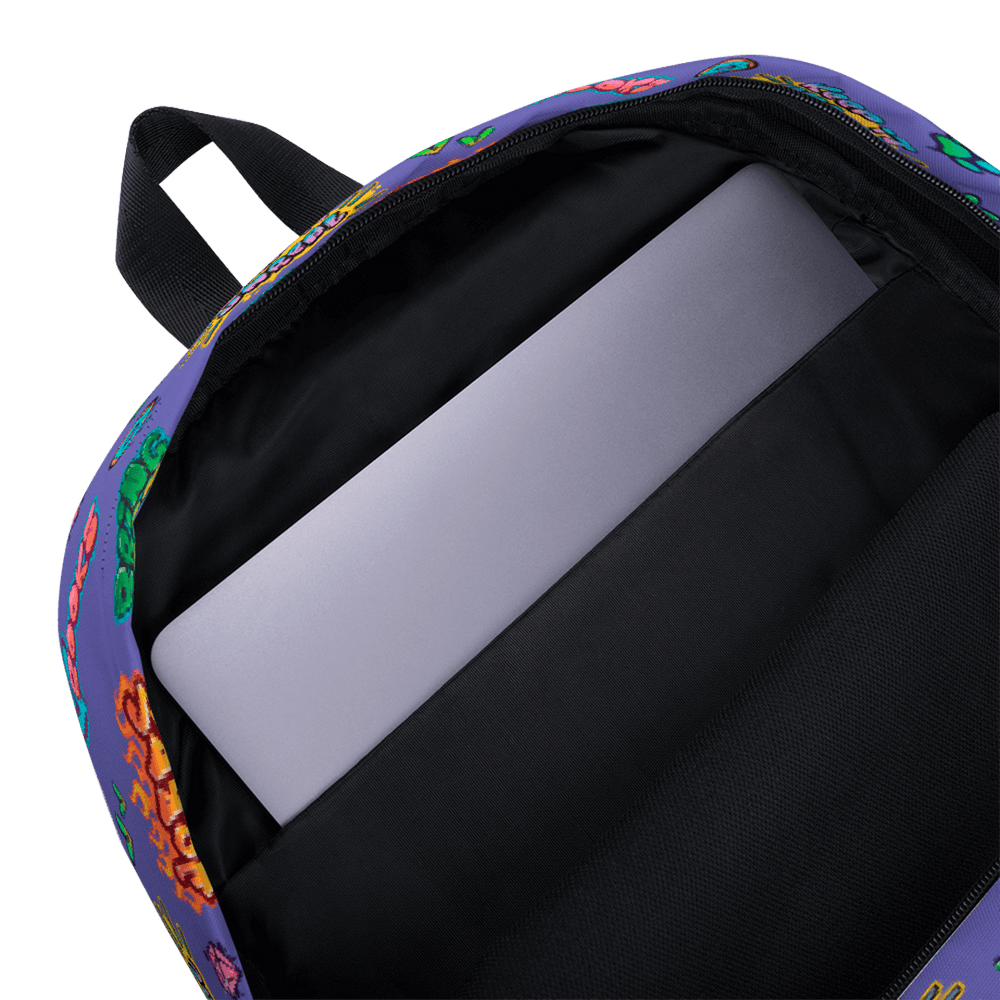 Wordtag backpack mockup with laptop inside