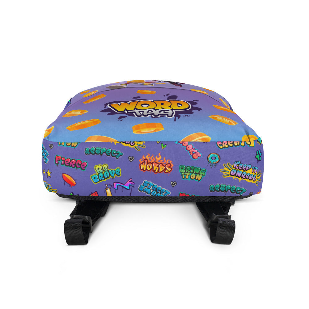 All-over print Word Tag backpack with white bottom