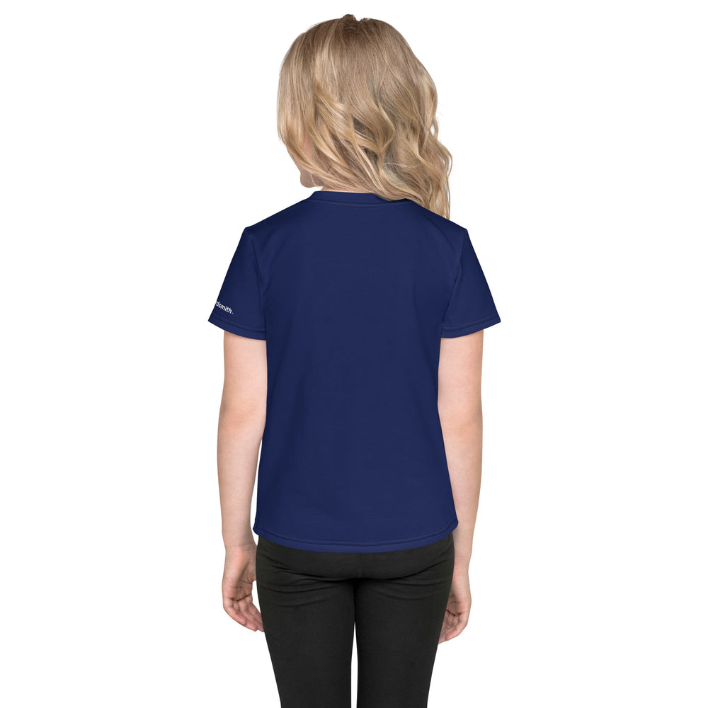 Kids' all-over print crew neck t-shirt (back view)