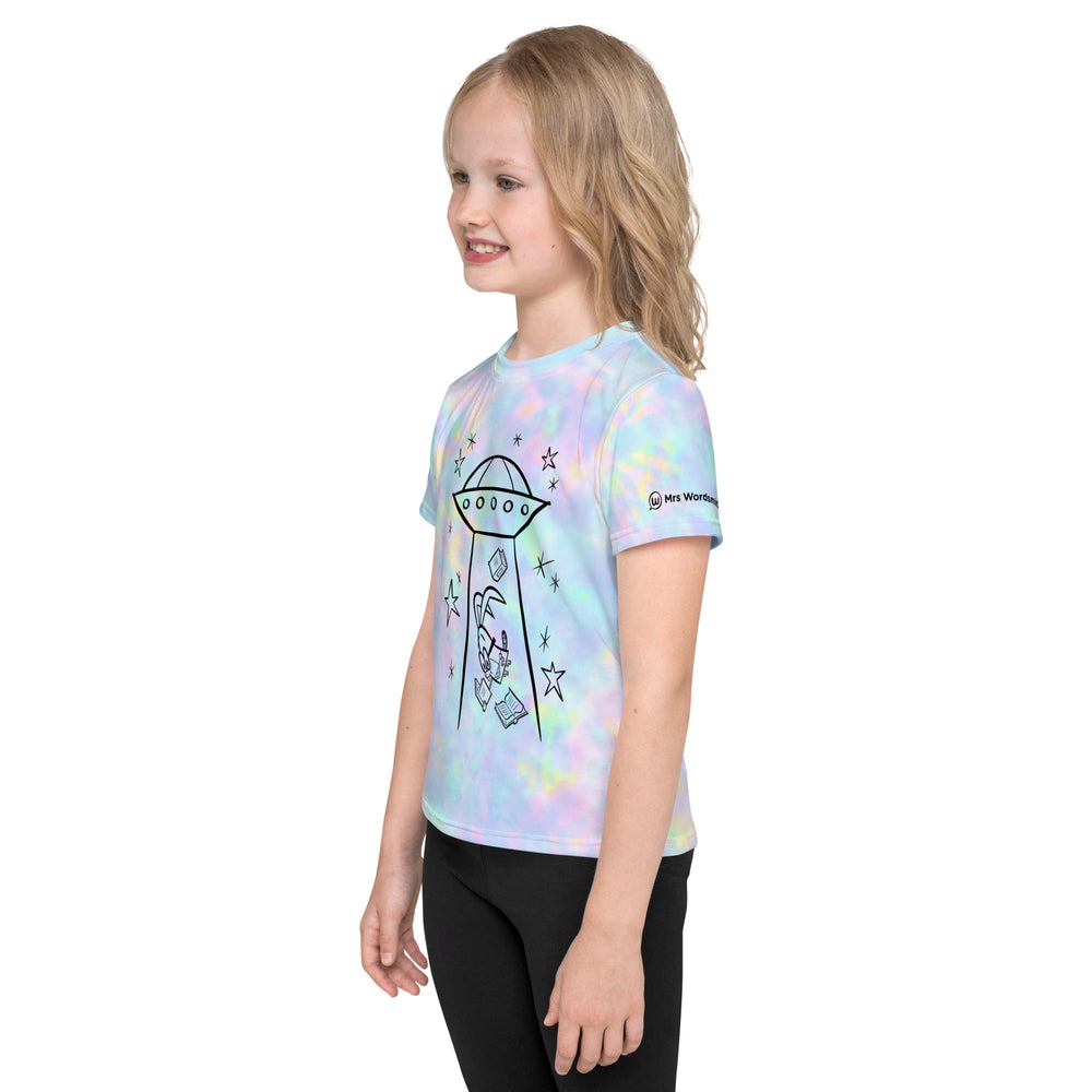 Kids' tie-dye t-shirt with alien print