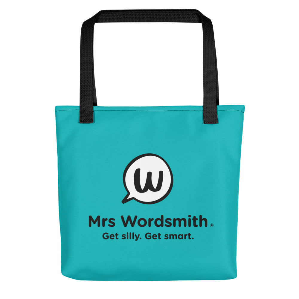 Mrs Wordsmith black tote bag back view