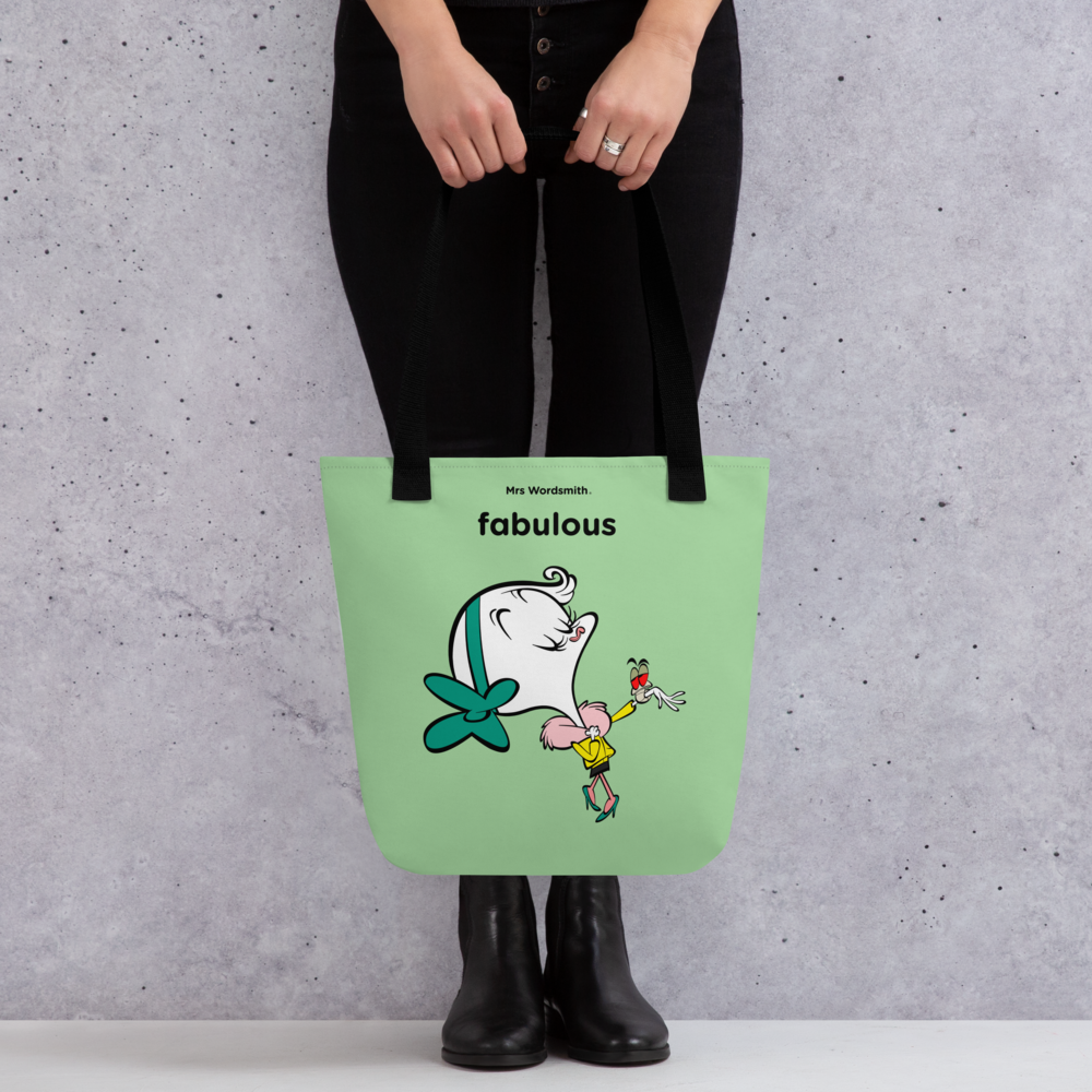 Black 15x15 front tote bag with fabulous design.