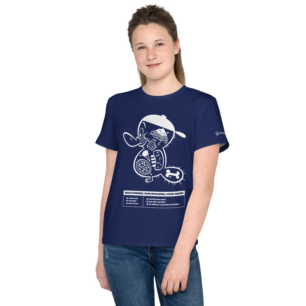 Youth crew neck t-shirt with cartoon print (front)